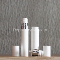 AIRLESS BOTTLE 10ML RND WHITE WITH SILVER LINE